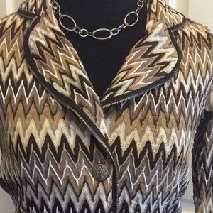 Alberto Makali knit jacket with zipper piping. Sm
